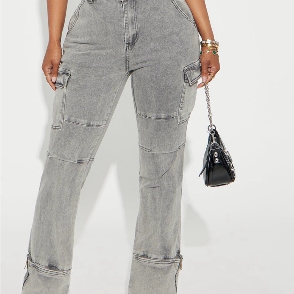 Fashion Nova Camden Cargo Utility Jeans - Gray